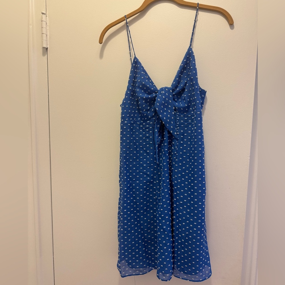 Alice & Olivia Roe Tie-Front Blue Mini Dress